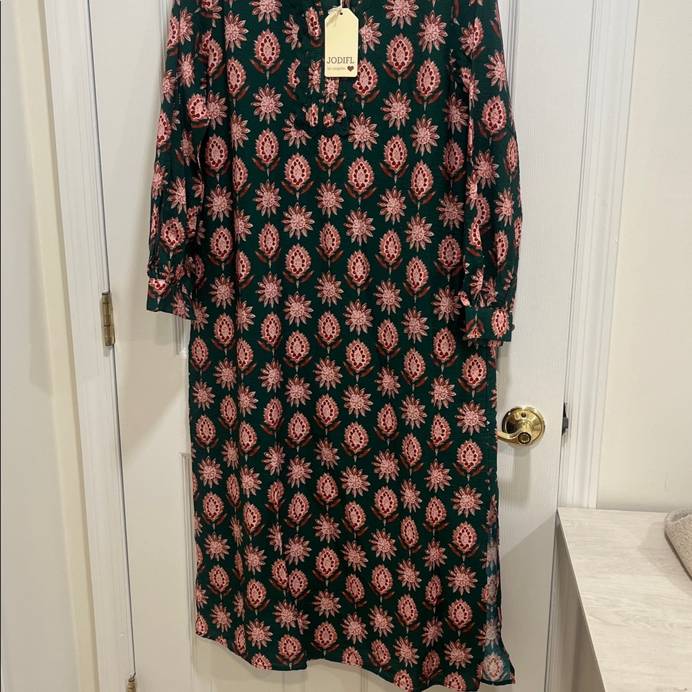 JODIFL Green and Pink Patterned Dress